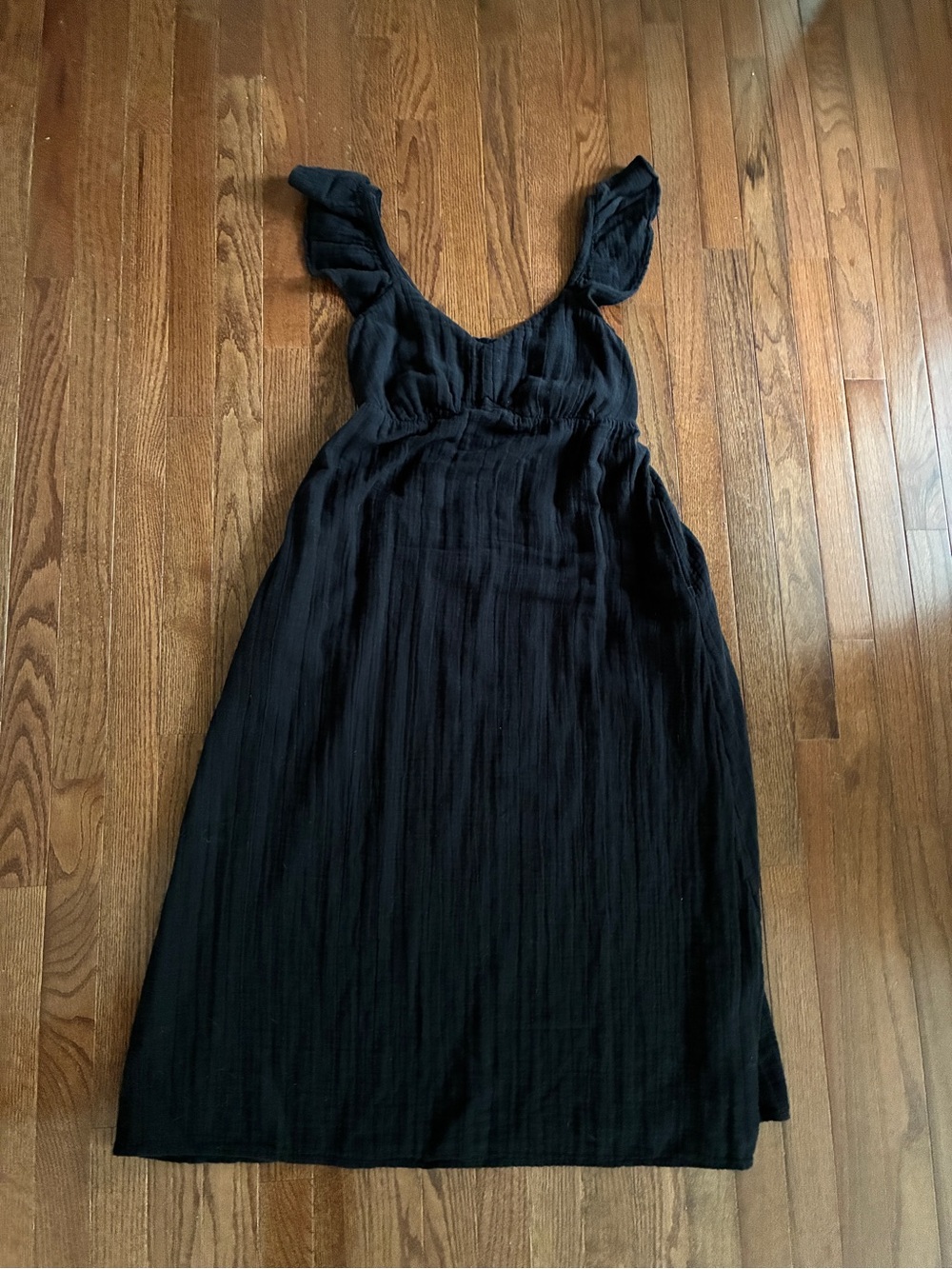 Time and Tru Black Maxi Dress with Ruffle Straps